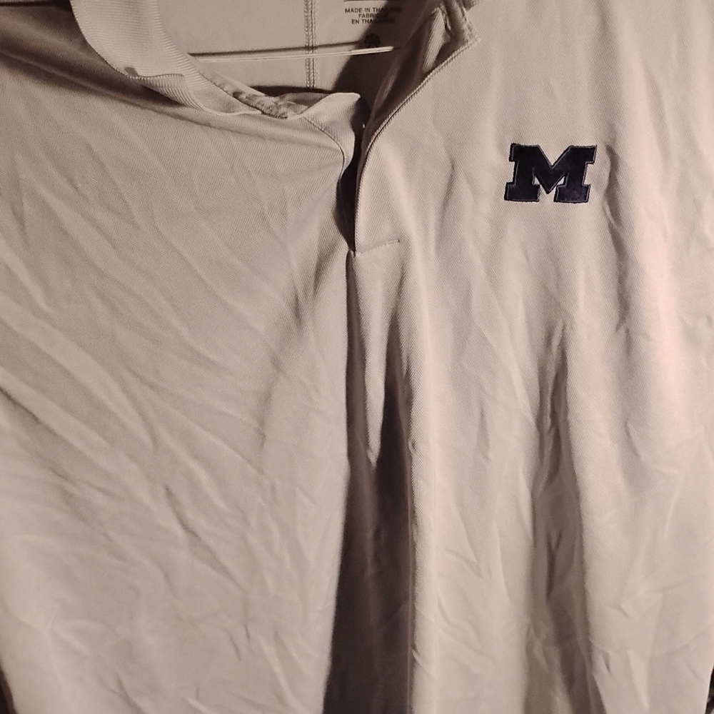 White Polo Shirt with Navy Logo